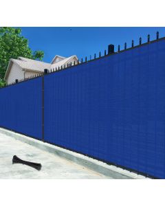 Bynbbur 4' x 50' Blue Privacy Fence Screen Net Fencing 90% Privacy Blockage Windscreen Mesh Shade Cover with Copper Grommet for Patio Backyard Garden Swimming Pool, Zip Ties Included
