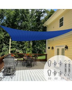 TANG Sun Shade Sail 16' x 20' Rectangle Sunshades Canopy with Hardware Kit, Square Shade Cloth UV Block Outdoor Patio Cover for Backyard Deck Garden Activities and Facility, Blue