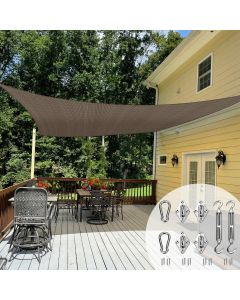 TANG Sun Shade Sail 24' x 23'10" Rectangle Sunshades Canopy with Hardware Kit, Square Shade Cloth UV Block Outdoor Patio Cover for Backyard Deck Garden Activities and Facility, Brown