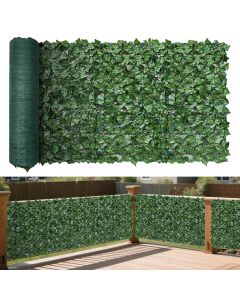 Bynbbur 58" x 97" Artificial Ivy Fence Privacy Screen Roll, 9PC Faux Greenery Backdrop Hedge Wall Panels Leaf Vine Decoration for Balcony Wedding Party Outdoor Garden Backyard, Green Ivy Roll