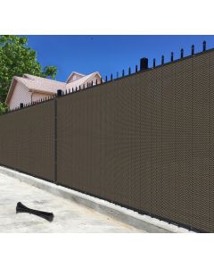 Bynbbur 4' x 50' Brown Privacy Fence Screen Net Fencing 90% Privacy Blockage Windscreen Mesh Shade Cover with Copper Grommet for Patio Backyard Garden Swimming Pool, Zip Ties Included