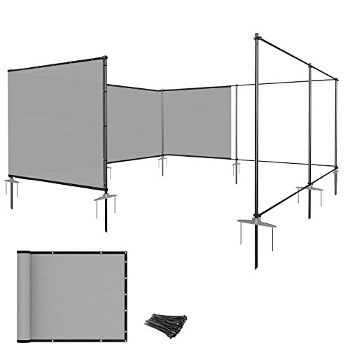 E&K Privacy Screen Fence 5"x24" Outdoor Iron Pole Privacy Fence Cover for Garden Backyard Patio Pool A/C Unit (Light Gray) - Light Gray, 5" x 24"