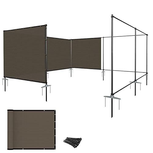 E&K Privacy Screen Fence 5"x24" Outdoor Iron Pole Privacy Fence Cover for Garden Backyard Patio Pool A/C Unit (Brown) - Brown, 5" x 24"